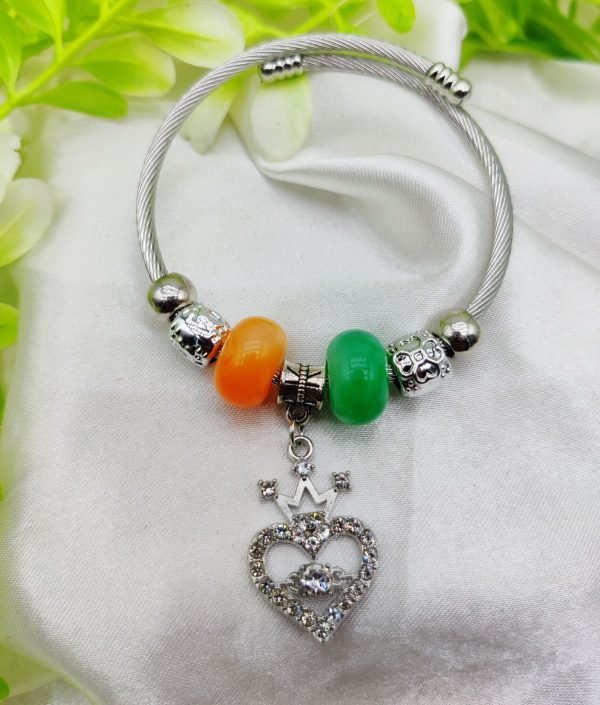 1 Piece Imported Exquisite Silver Pandora Bracelet With Heart Crown Charm - Quick Baskets