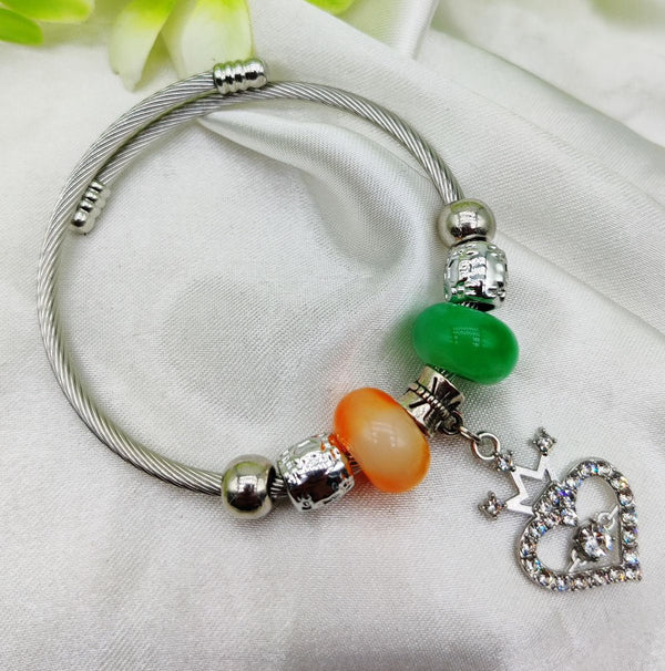 1 Piece Imported Exquisite Silver Pandora Bracelet With Heart Crown Charm - Quick Baskets