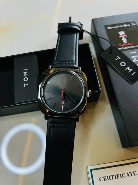 Stylish Leather Strap Watch with bracelet - Quick Baskets